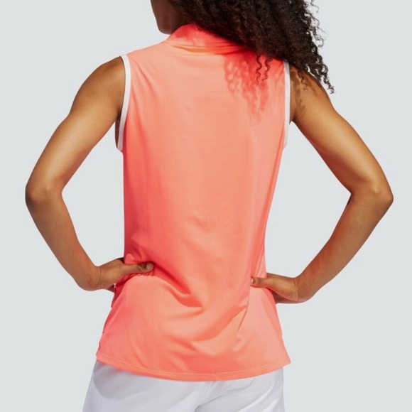 Adidas Women Golf ENGINEERED STRIPE SLEEVELESS POLO SHIRT - Picture 3 of 15